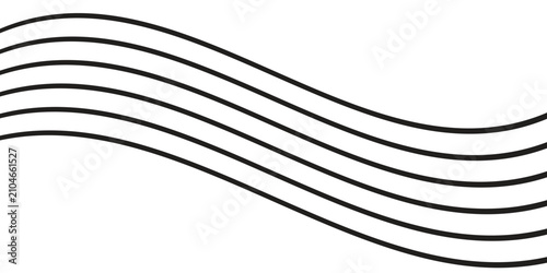 Black Parallel Wavy Lines Vector on Transparent Background ? Abstract Flowing Curve Pattern for Minimal Modern Graphic Design and Creative Layouts.eps
