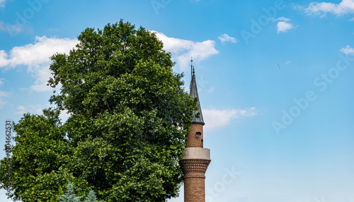 Fotografie Brick minaret of a mosque