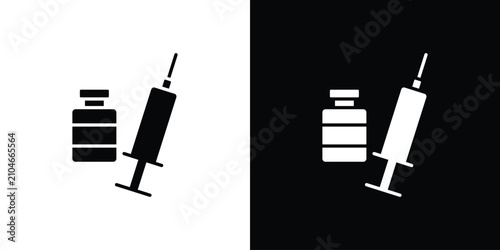 Billede på lærred Vaccine vial icon editable design collection. EPS10