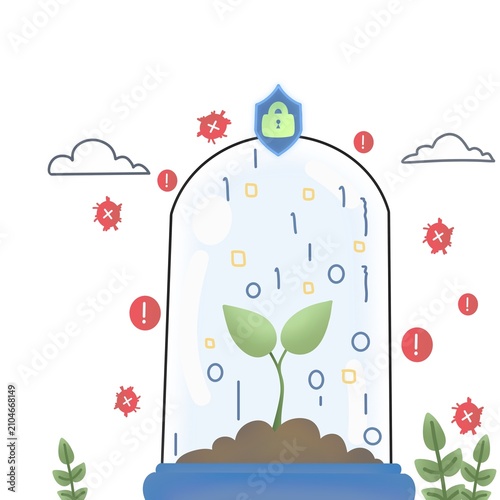  Protected Digital Growth and Data Security Concept