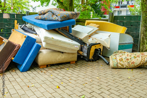 Фотография bulky waste reduction, large pile discarded furniture and mattress, Housing chan