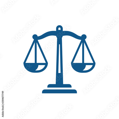 Cuadro en lienzo Blue outline of a balance scale representing justice, law, and fairness