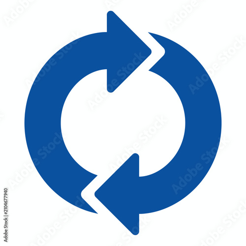 Tableau sur toile Blue circular refresh arrows icon indicating repeat, cycle, or update process