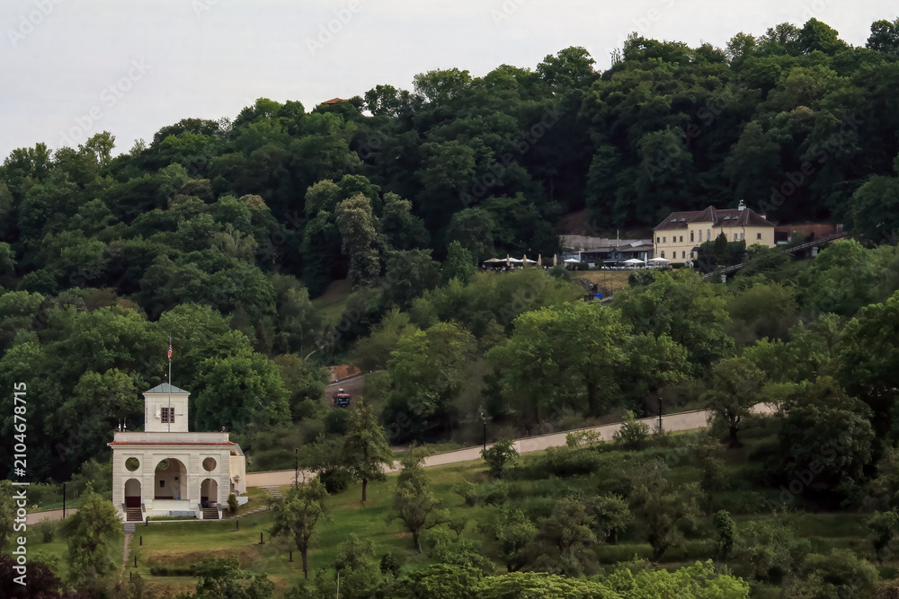 Fototapeta premium Small chapel on a green hillside