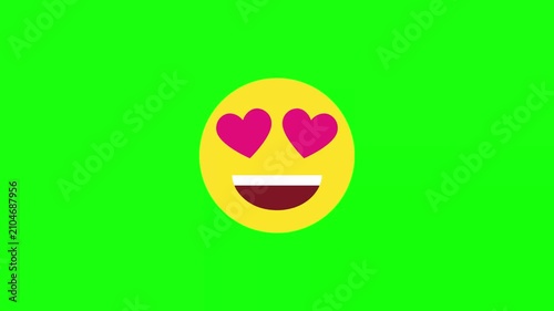 love emoji face animated video on green background