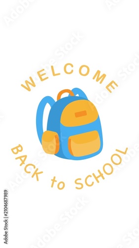 Back to school greetings with bag icon animation