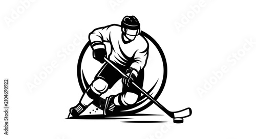 Photography Ice Hockey Player Vector Mascot Logo Illustration