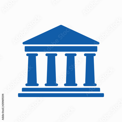 Quadro su tela Isolated blue neoclassical building facade with columns and pediment, simple gra