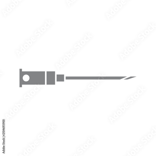 Tableau sur toile Isolated hypodermic needle with cap, medical instrument for injection, simple fl