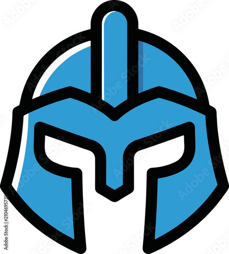 Blue Spartan Helmet Vector Illustration, Ancient Greek Gladiator Headgear Icon for Gaming Logo, Historical Warrior Armor Graphic Design, Scalable SVG Clipart for Web and Print