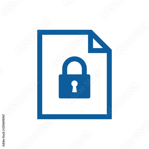 Secure document icon with padlock symbol, representing data protection, confidentiality and access control
