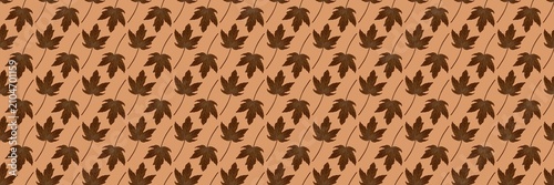 Cuadro en lienzo Delicate brown autumn maple leaf patterns aligned closely across a soft neutral tan beige backdrop layer