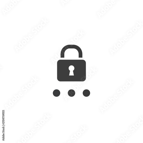 Vector icon of a padlock with password dots symbolizing security, access control, and privacy on a white background
