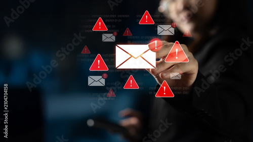 Fotografie Concept of a cybersecurity warning for unsafe email communication