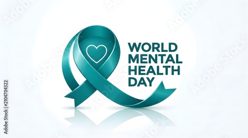 World mental health day awareness ribbon with heart symbol