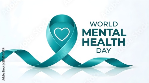 World mental health day awareness ribbon with heart symbol