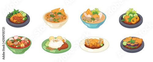 Fotografie indonesian cuisine illustration collection