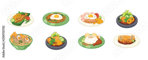 Bild auf Leinwand indonesian cuisine illustration collection