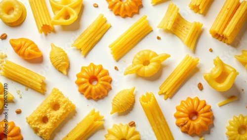 Intricate pasta shapes; seamless vintage food pattern, farfalle, culinary background