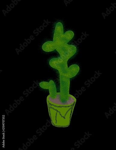 Cute Green Cactus Plant in Decorative Pot