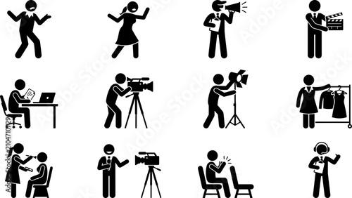 Canvastavla Set of stick figure icons depicting film and television production crew roles