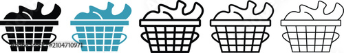 Fotografía laundry hamper icon minimal drawings set