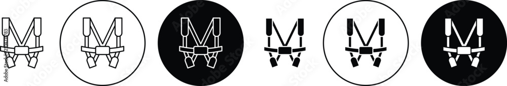 Obraz premium Safety harness icon minimal drawings set
