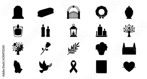 Fotografie Funeral Service Memorial Tradition Flat Vector Icon Pack