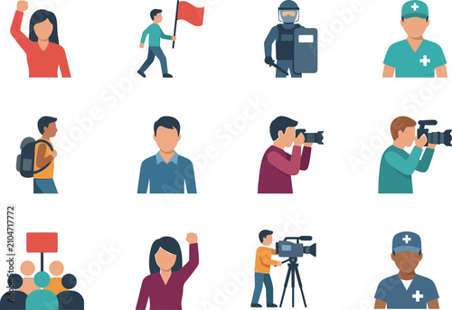 Foto Collection of flat design social and news media characters and icons