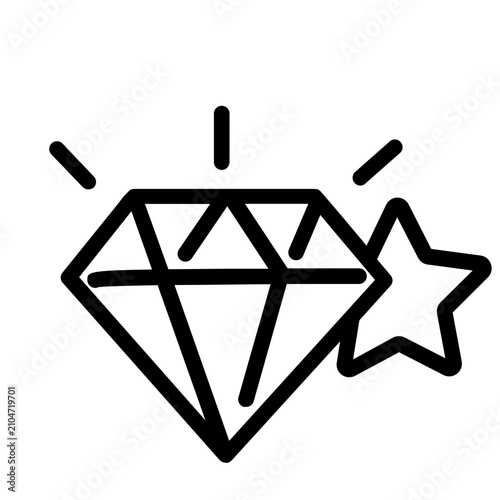 Diamond with star line icon, luxury premium quality VIP vector illustration
