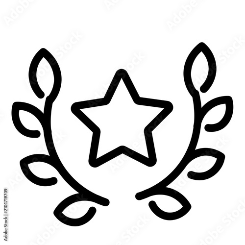  Laurel wreath with star line icon, winner achievement champion symbol vector
