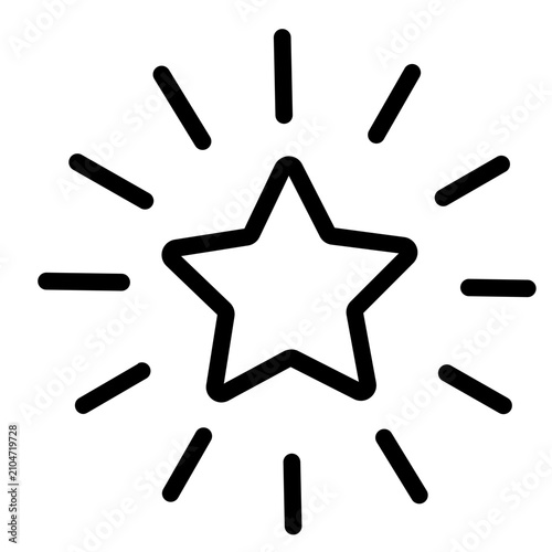  Shining star line icon, spark favorite rating vector illustration