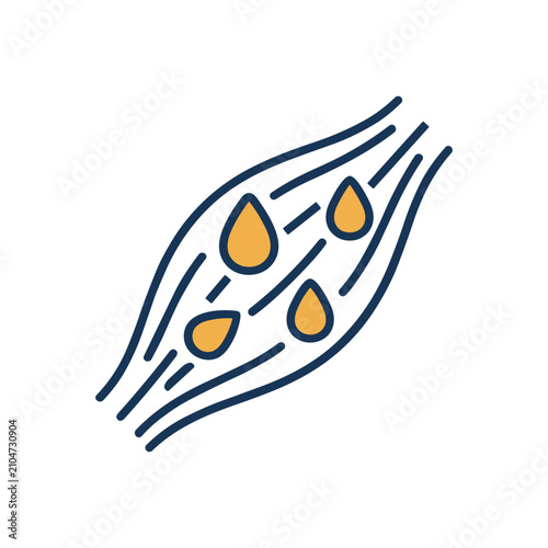 Fat Deposits in Muscle Icon Containing intramuscular fat, muscle tissue, body fat, and outline illustration. Outline illustration