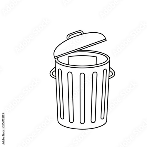 Trash can with open lid