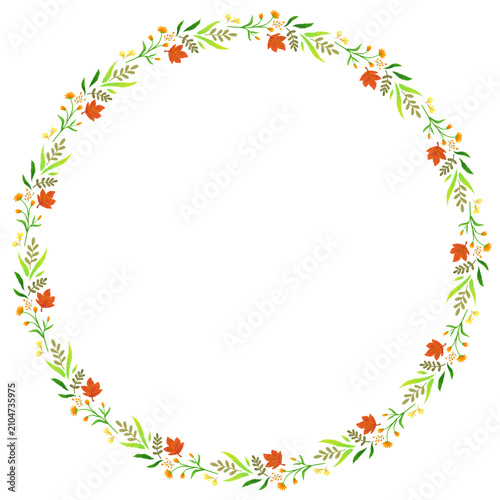 Leaves and flowers wreath
