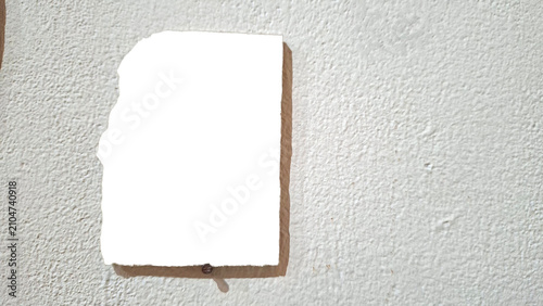 Blank Paper Mockup Pinned on Wall with Copy Space Minimal Background for Custom Text, Poster or Notice Design
