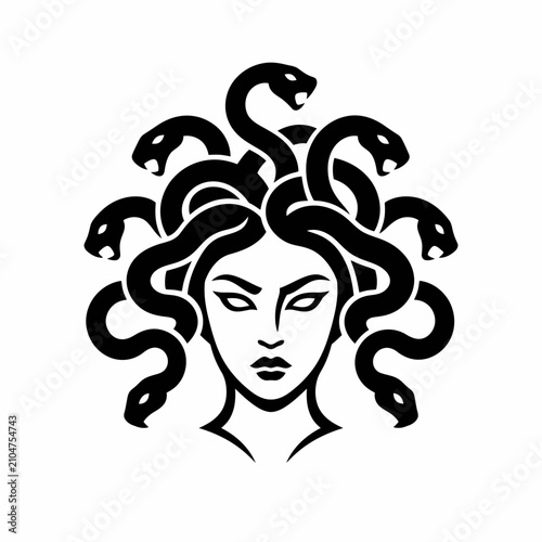 Foto Medusa mythological gorgon snake hair illustration.