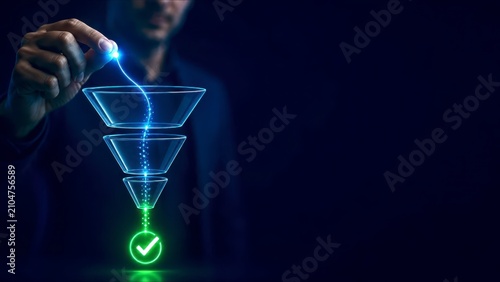 Funnel chart business conversion process lead generation sales strategy marketing analysis digital flow success