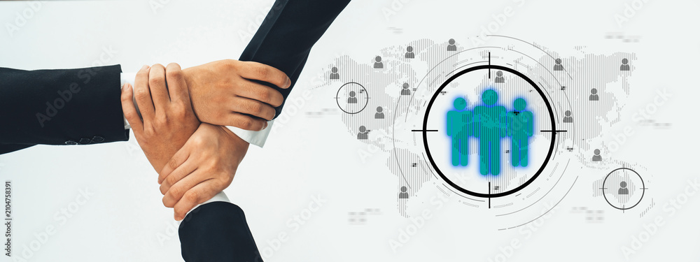 Obraz premium This image conveys a powerful message of teamwork and partnership in a business environment, highlighting global collaboration and unity among professionals. Trope