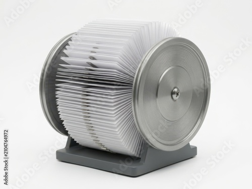 Blank Index Card Rotary File on White Background