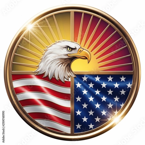 Radiant Eagle, Stars & Stripes: Symbol of Freedom's Light (Digital Art)