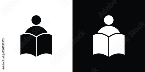 Obraz na płótnie Book open reader icon outline pictogram series