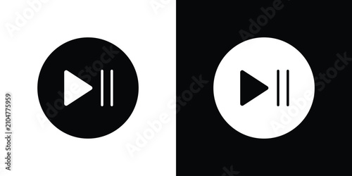 Obraz na płótnie Play pause icon outline pictogram series