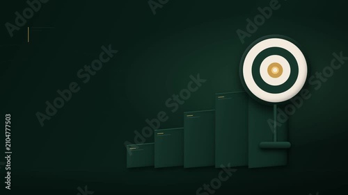 Business success target with rising growth arrow
