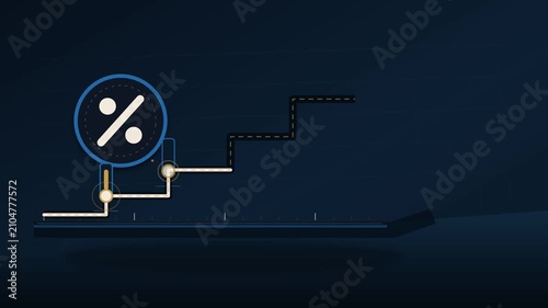 Interest rate graph increase business animation