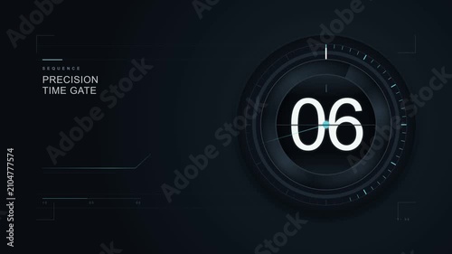 Futuristic countdown timer from ten to zero