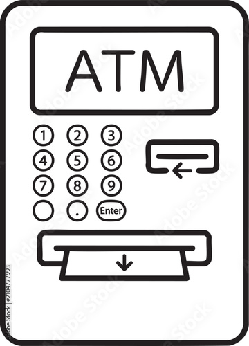 Картината върху платно icon, banking, dollar, bank, payment, atm, debit, cash, app, set, business, pay,