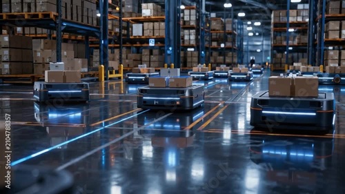 Automated Guided Vehicles Moving Cargo in Smart Warehouse