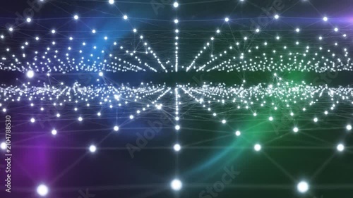 Abstract digital network of glowing nodes and lines