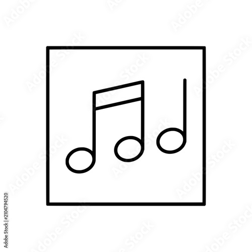 Minimalist Music Notes Icon Inside Square Frame, Vector Graphic